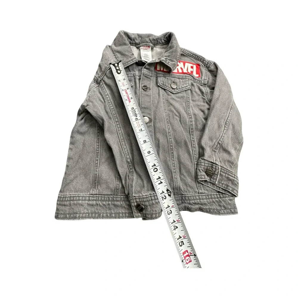 Marvel Denim Jacket Kids 6 Gray Avengers Graphic Comic Book Trucker SP247657CM